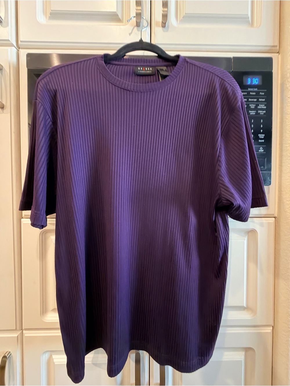 Claiborne Deep Purple Ribbed Crewneck Short Sleeve Top